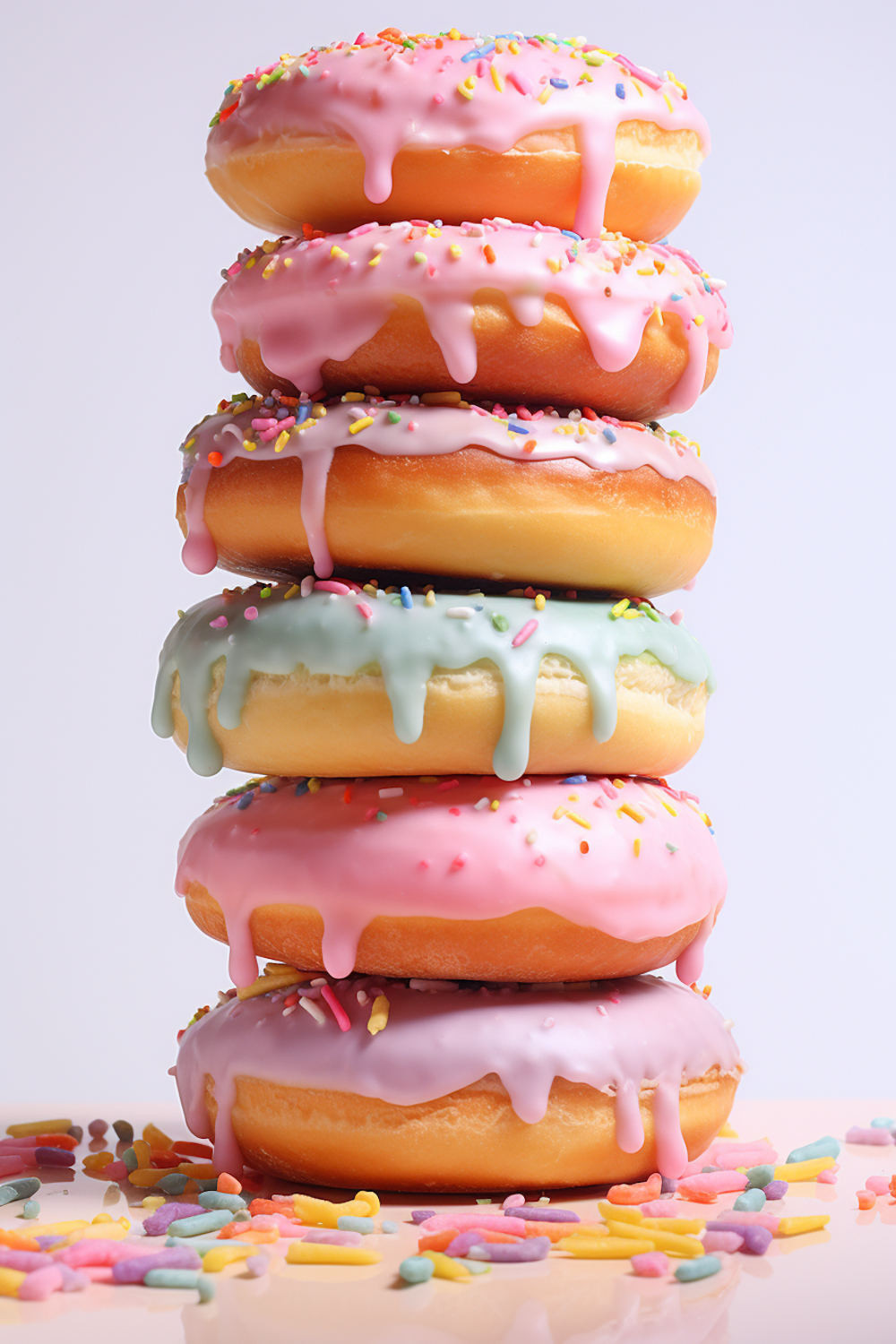 A tower of pastel iced doughnut style cookies